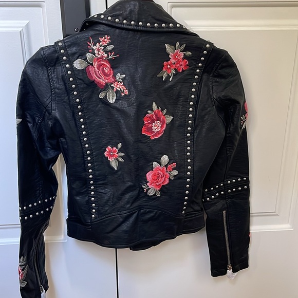 Faux Leather Embroidered Biker Jacket by American Eagle - Picture 6 of 6